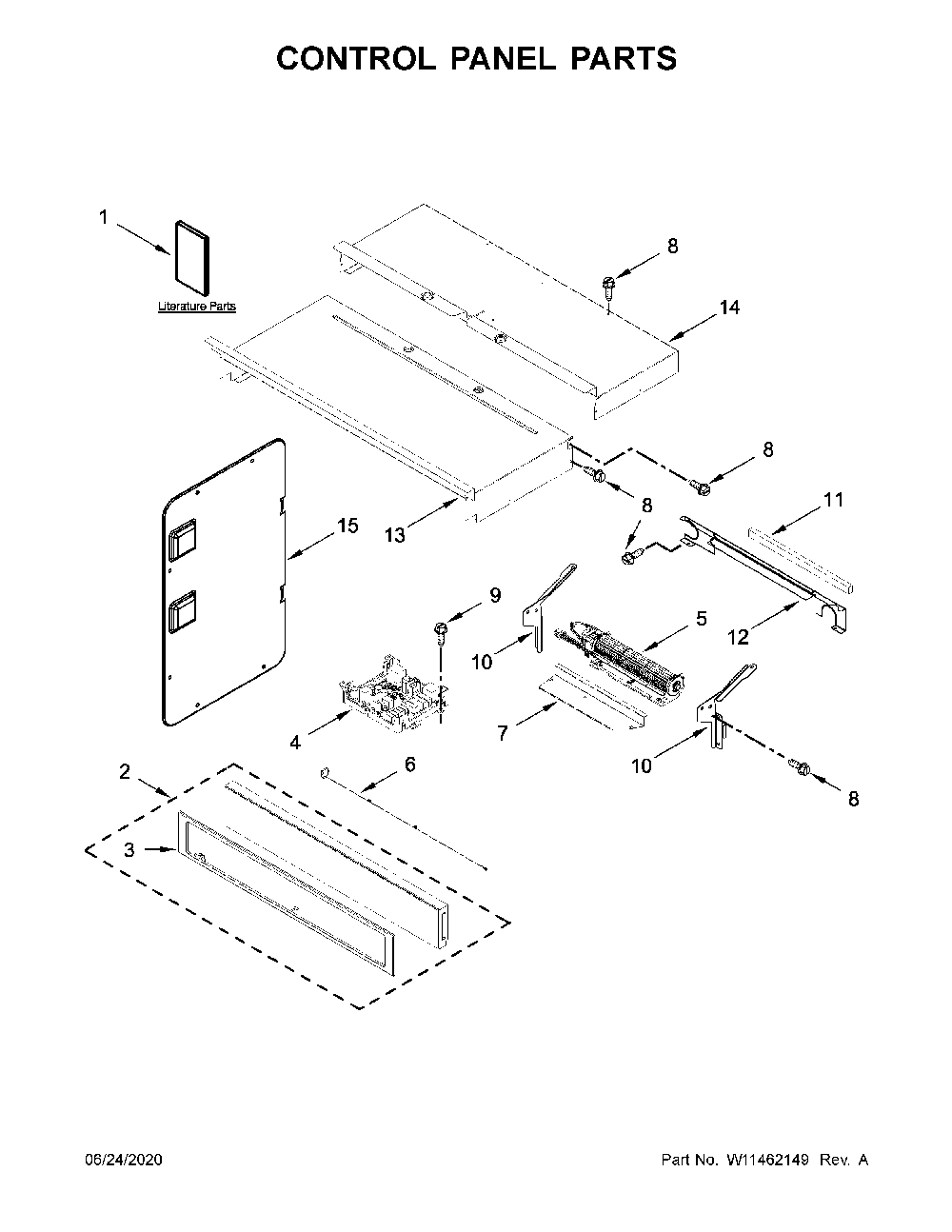 Control panel parts Diagram and Parts List for WOC54EC7HW04  Whirlpool Microwave