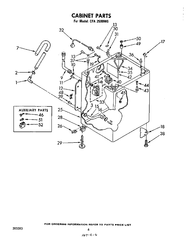 CABINET Diagram and Parts List for CFA2500W6  Whirlpool Washer