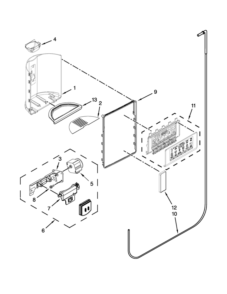 Dispenser Parts Diagram and Parts List for GSC25C6EYY03  Whirlpool Refrigerator