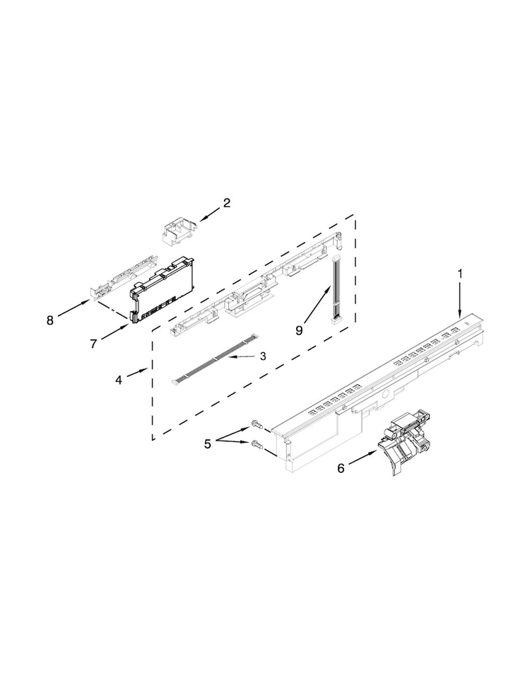 Control Panel And Latch Parts Diagram and Parts List for WDT710PAYB6  Whirlpool Dishwasher