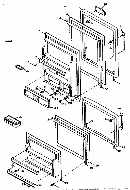 Door Parts Diagram and Parts List for 106T14FL1  Kenmore Refrigerator