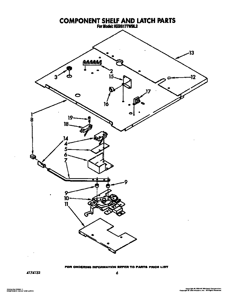 COMPONENT SHELF AND LATCH Diagram and Parts List for KEBS177WAL2  KitchenAid Wall Oven