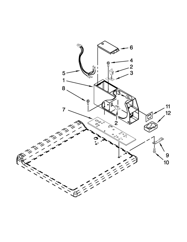 Meter Case Parts Diagram and Parts List for CHW8990BW0  Whirlpool Washer