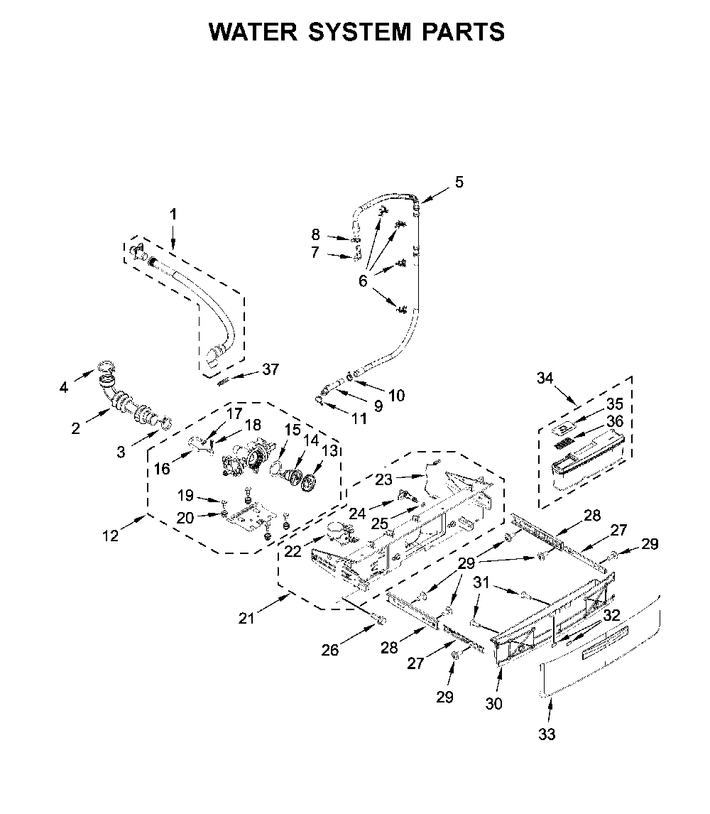 Water system parts Diagram and Parts List for 7MWFW6621HC2  Whirlpool Washer