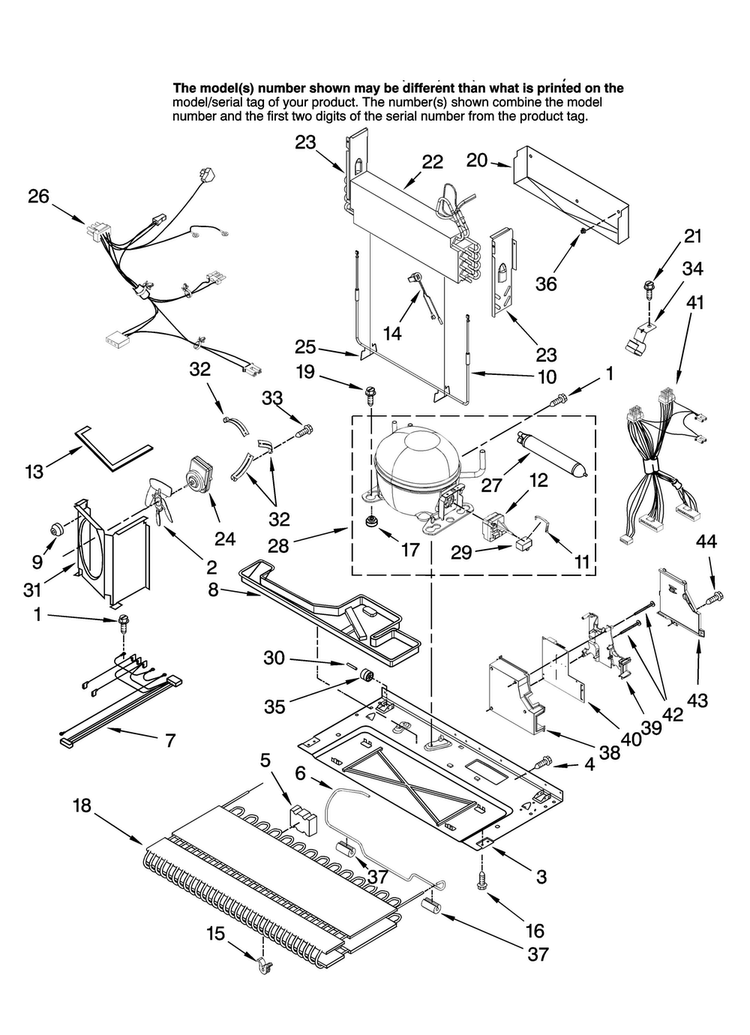 Unit Parts Diagram and Parts List for KBRS22KTSS11  KitchenAid Refrigerator