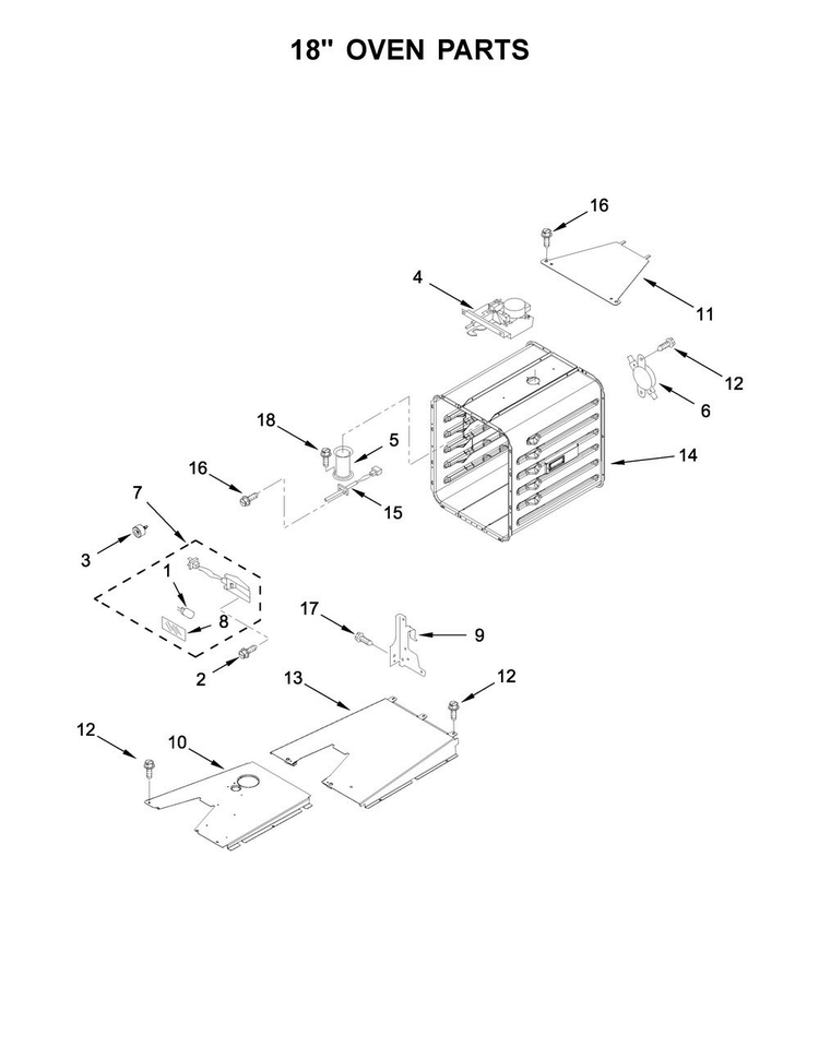 18" Oven Parts Diagram and Parts List for KDRS483VSS04  KitchenAid Range