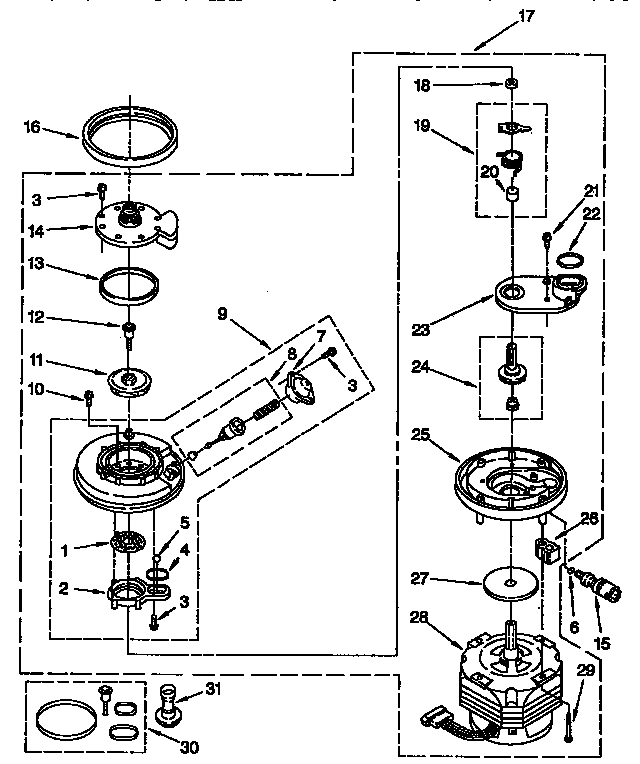 Pump And Motor Parts Diagram and Parts List for DU8700X4  Whirlpool Dishwasher