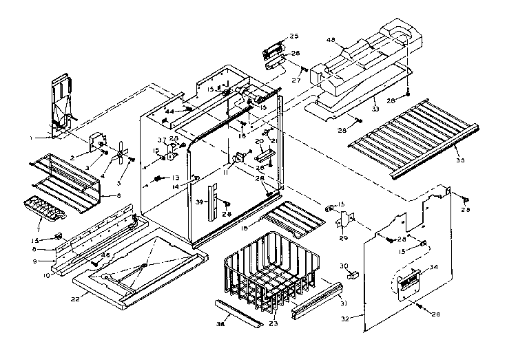 Freezer Section Parts Diagram and Parts List for 106W16GL5  Kenmore Refrigerator