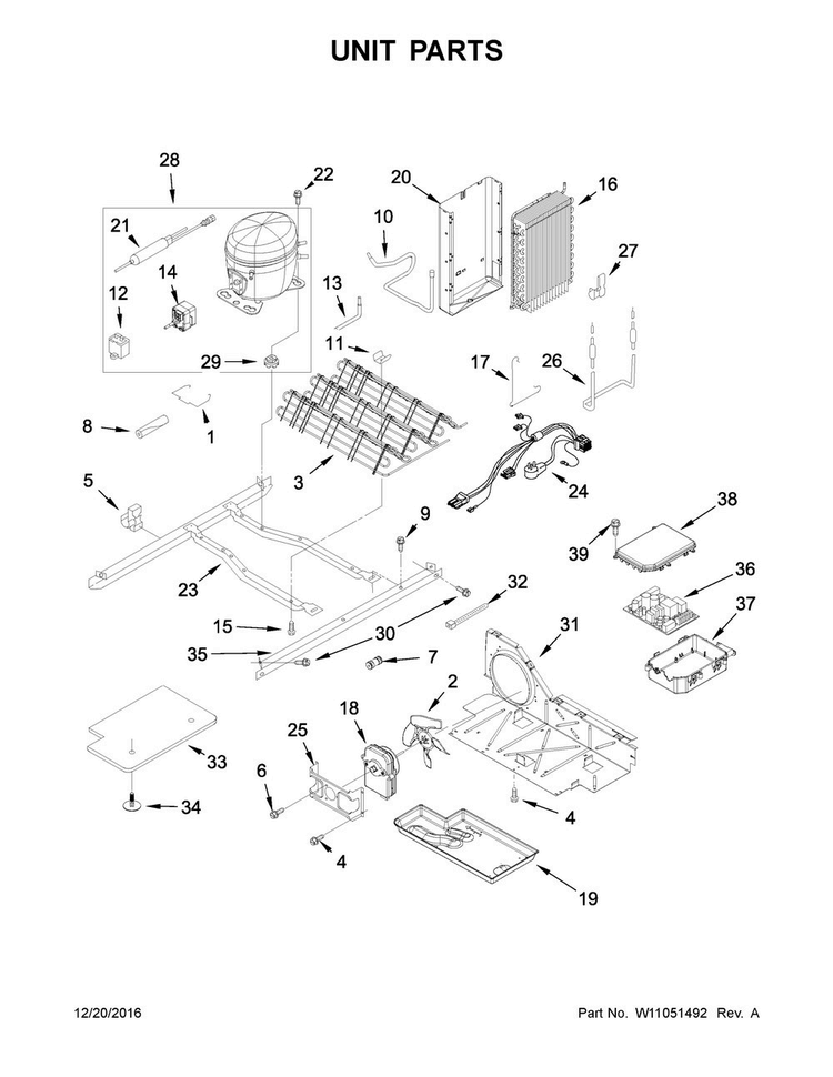 Unit Parts Diagram and Parts List for 5WRS22FDFG00  Whirlpool Refrigerator