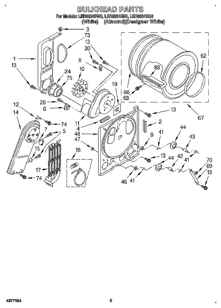 SECTION Diagram and Parts List for LER6634BN0  Whirlpool Dryer