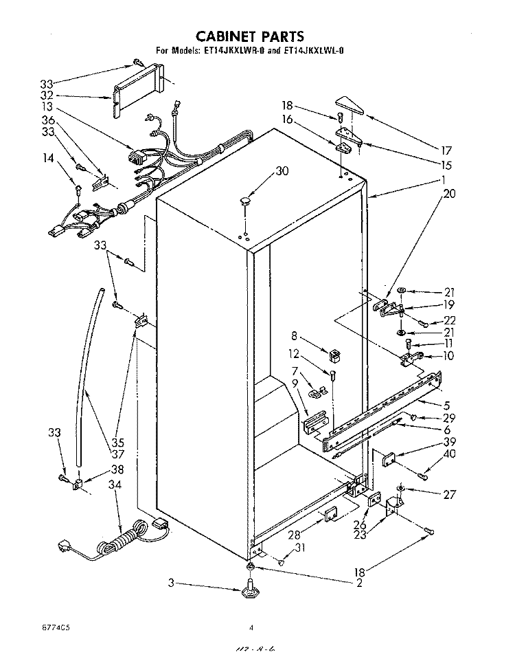 CABINET Diagram and Parts List for ET14JKXLWR0  Whirlpool Refrigerator