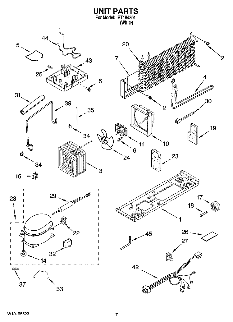 UNIT PARTS Diagram and Parts List for IRT184301  Inglis Refrigerator