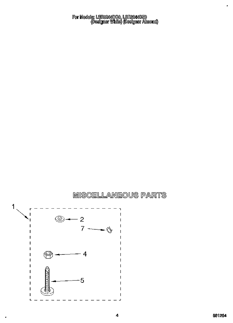 MISCELLANEOUS Diagram and Parts List for LSR8244DZ0  Whirlpool Washer