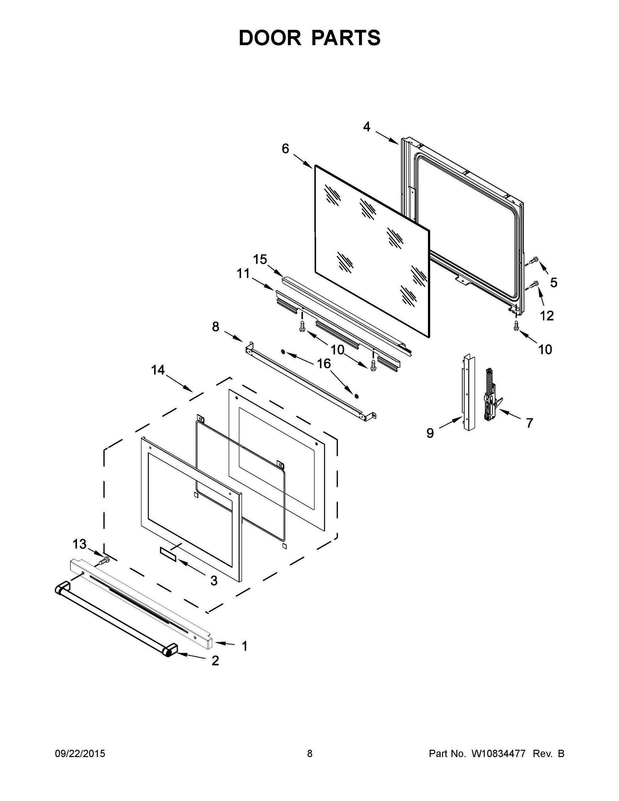 05 - DOOR PARTS Diagram and Parts List for YKSIB900ESS0  Whirlpool Range