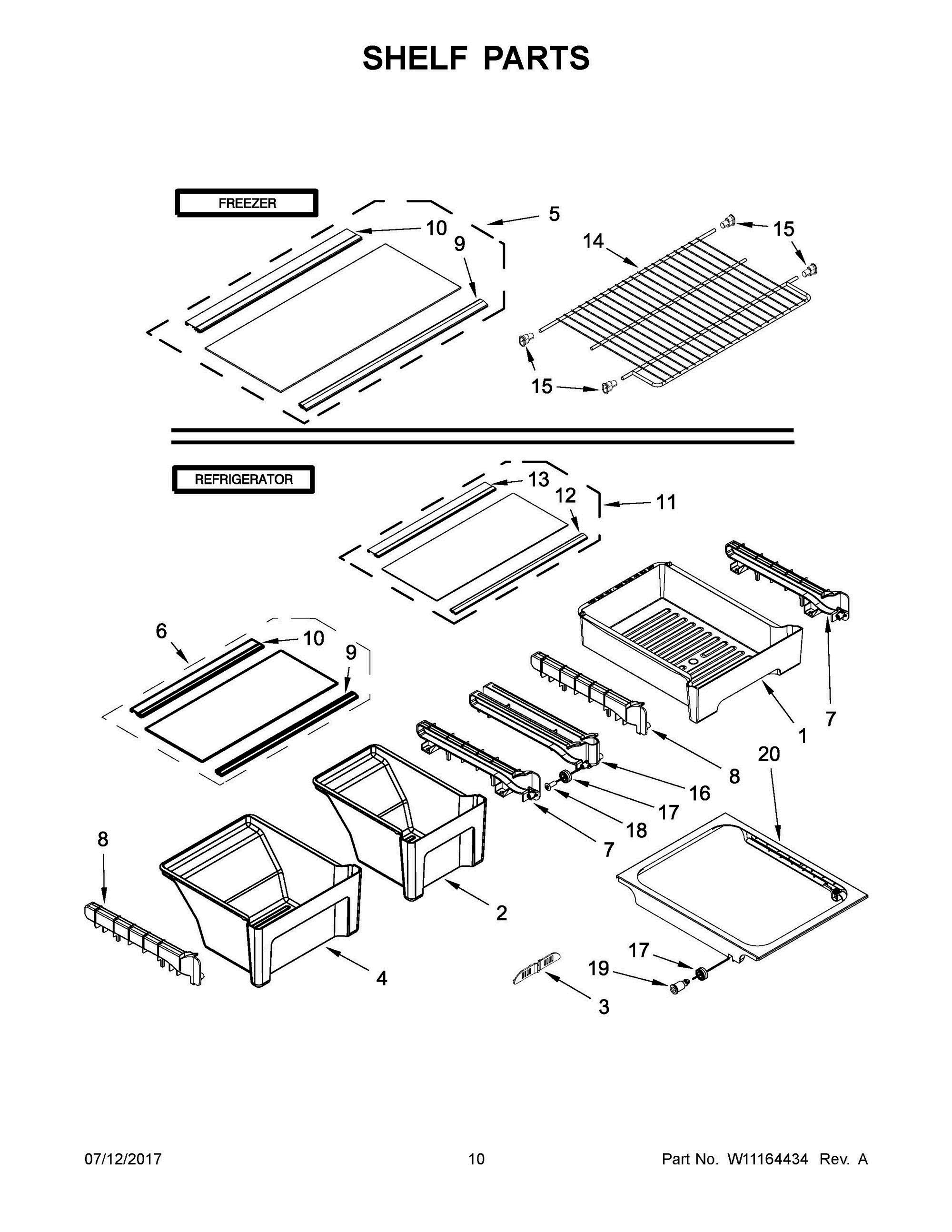 06 - SHELF PARTS Diagram and Parts List for WRT311FZDT01  Whirlpool Refrigerator