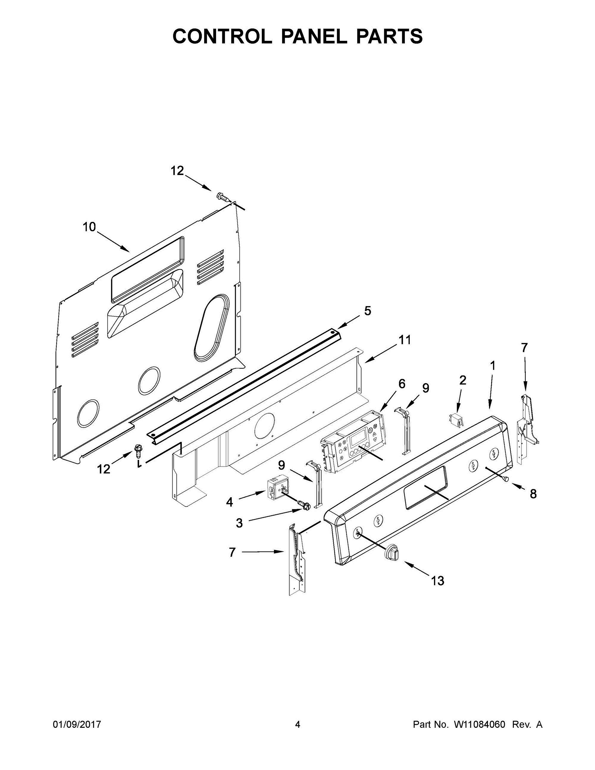 03 - CONTROL PANEL PARTS Diagram and Parts List for YMER8650FZ0  Whirlpool Range