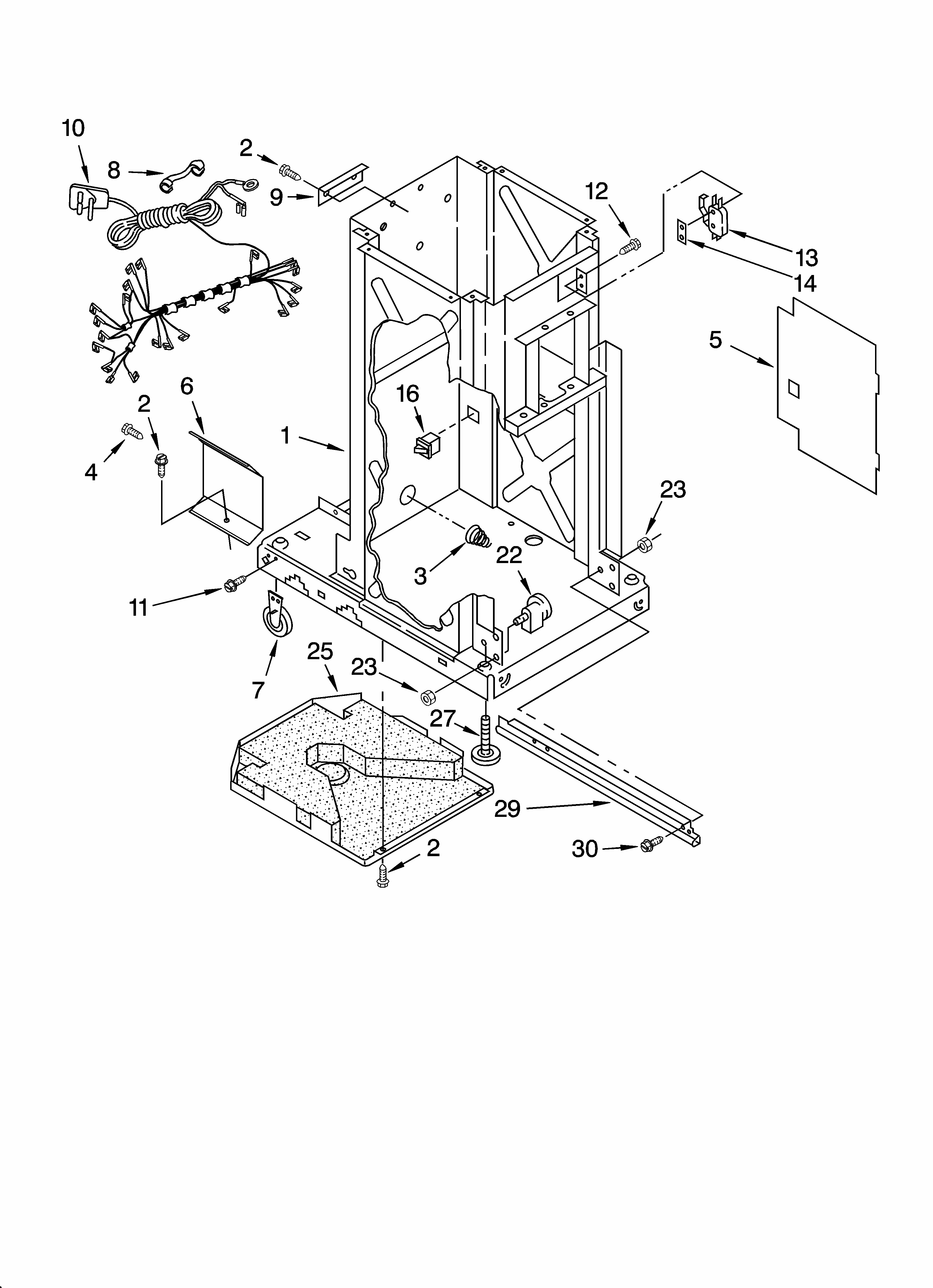 Frame Parts Diagram and Parts List for 66513612101  Kenmore Trash Compactor