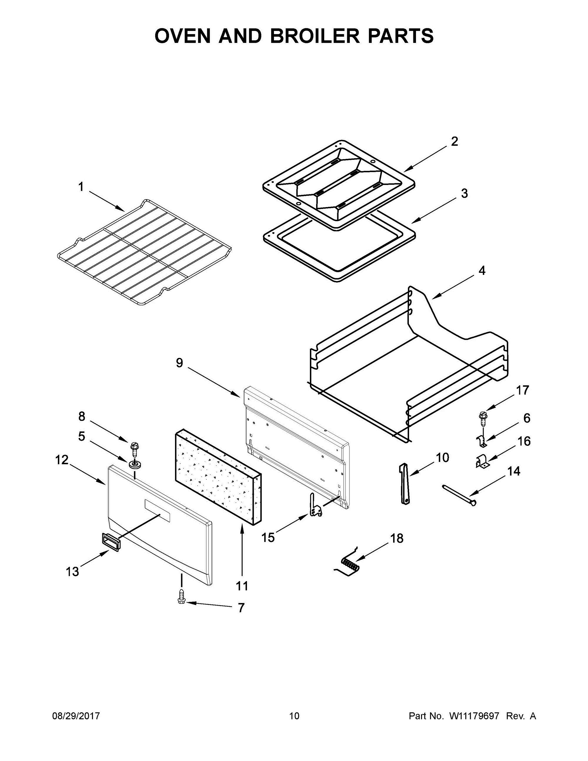 06 - OVEN AND BROILER PARTS Diagram and Parts List for AGG222VDW4  Whirlpool Range