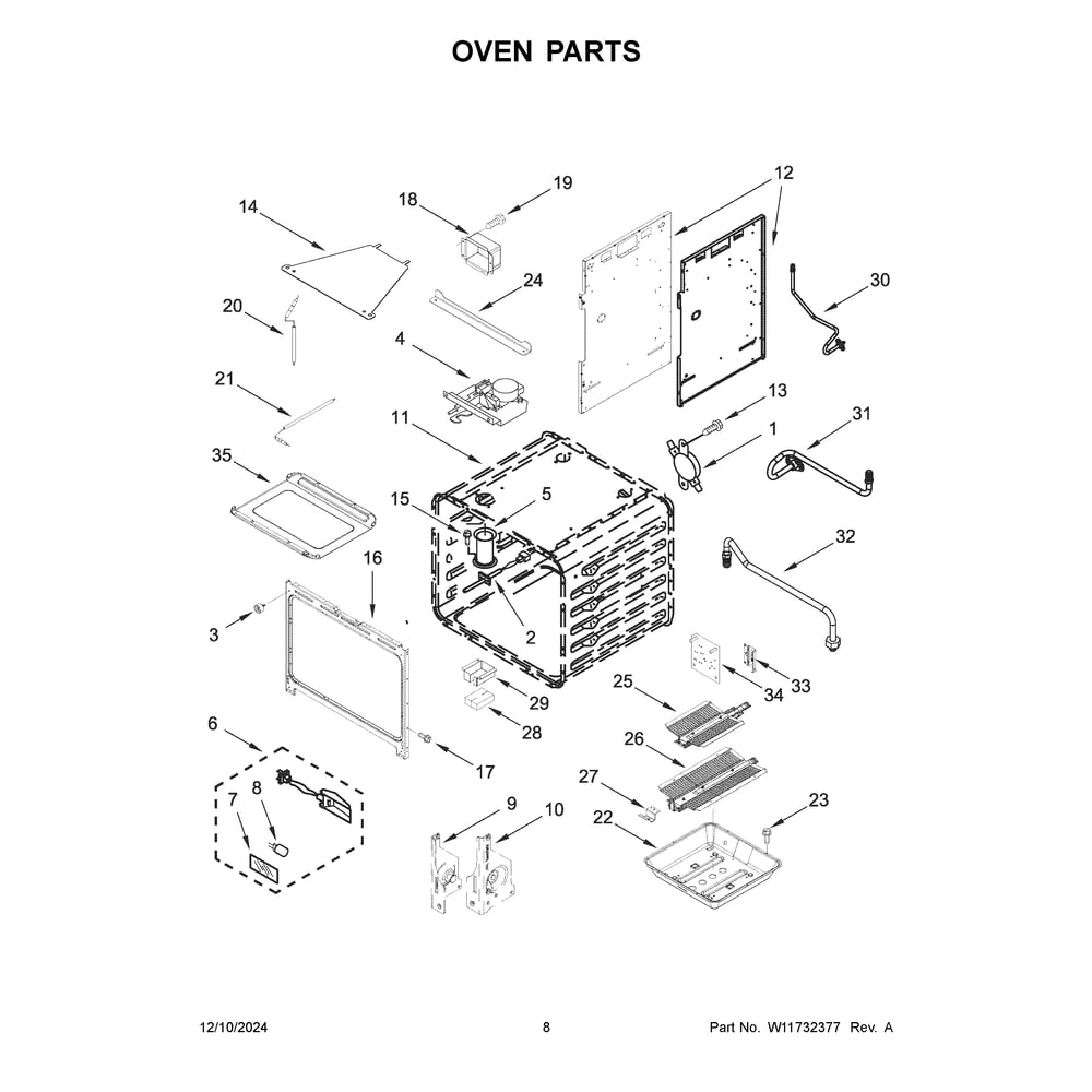Oven Parts Diagram and Parts List for KFGC506JMB07  KitchenAid Range