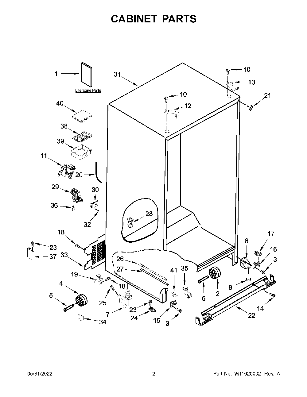 Cabinet Parts Diagram and Parts List for KRSC703HPS04  KitchenAid Refrigerator