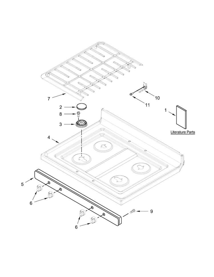 Cooktop Parts Diagram and Parts List for WFG520S0AS2  Whirlpool Range