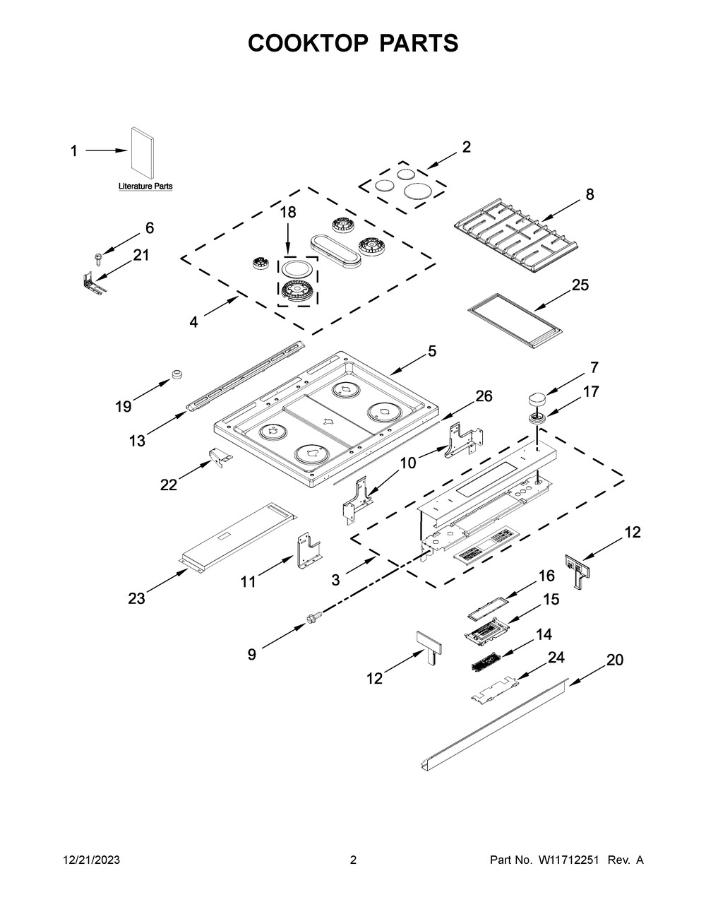 Cooktop Parts Diagram and Parts List for KSDB900ESS9  KitchenAid Range