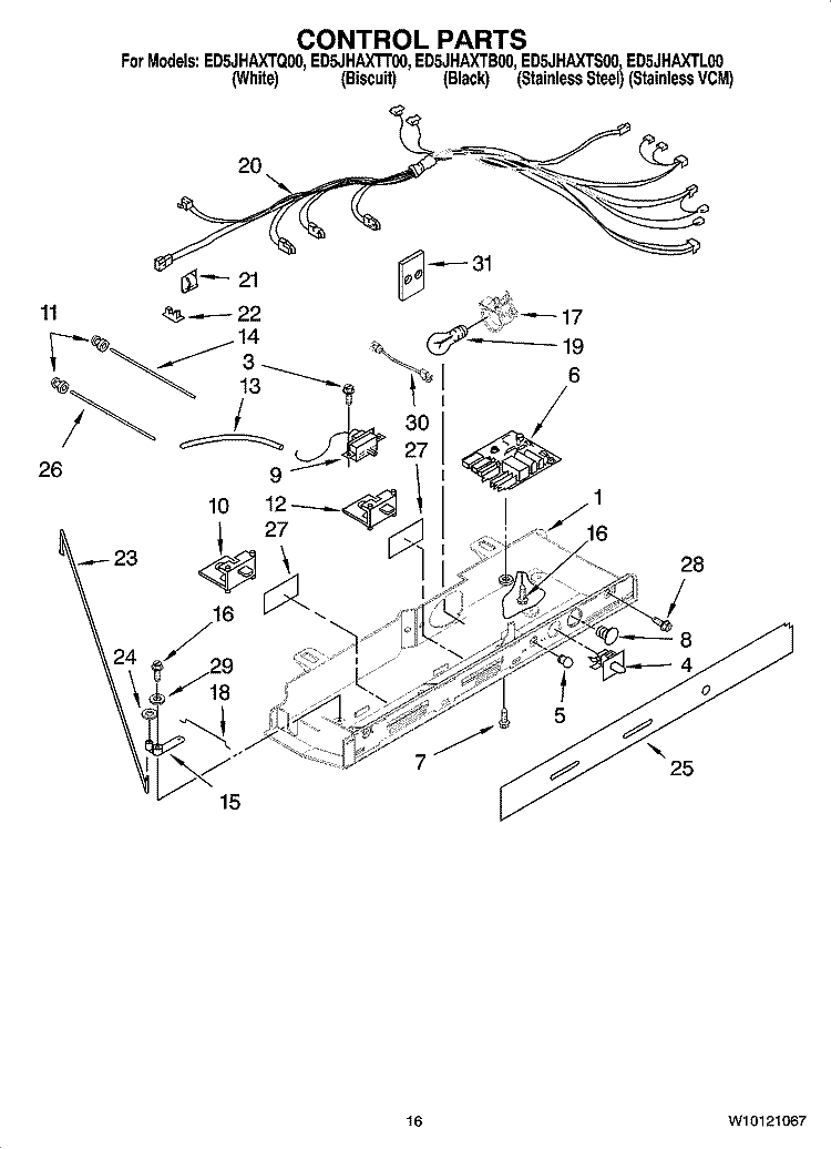 CONTROL PARTS Diagram and Parts List for ED5JHAXTB00  Whirlpool Refrigerator
