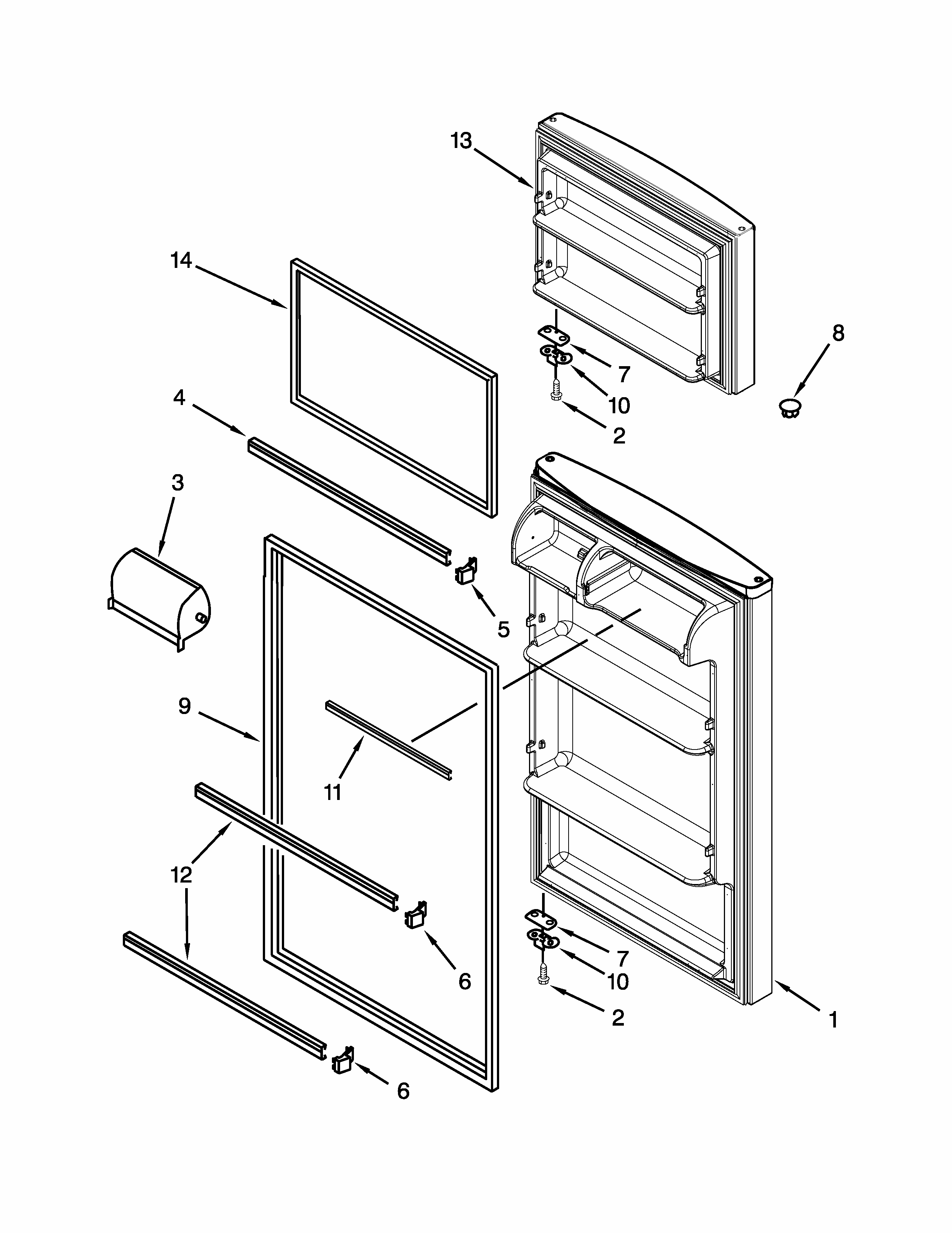 Door Parts Diagram and Parts List for IK8RXDGMXS02  Whirlpool Refrigerator