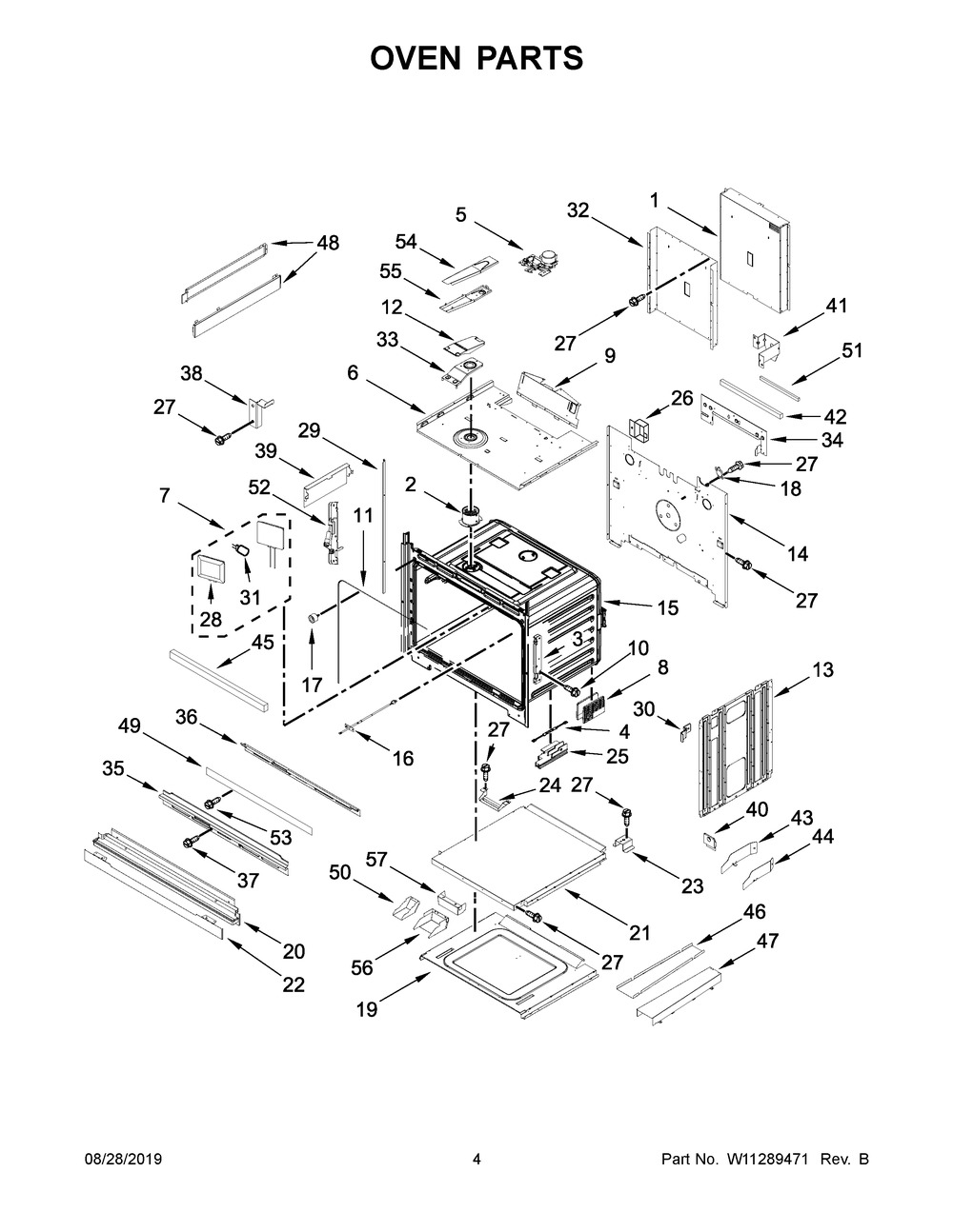 Oven Parts Diagram and Parts List for KODE900HSS00  Whirlpool Wall Oven