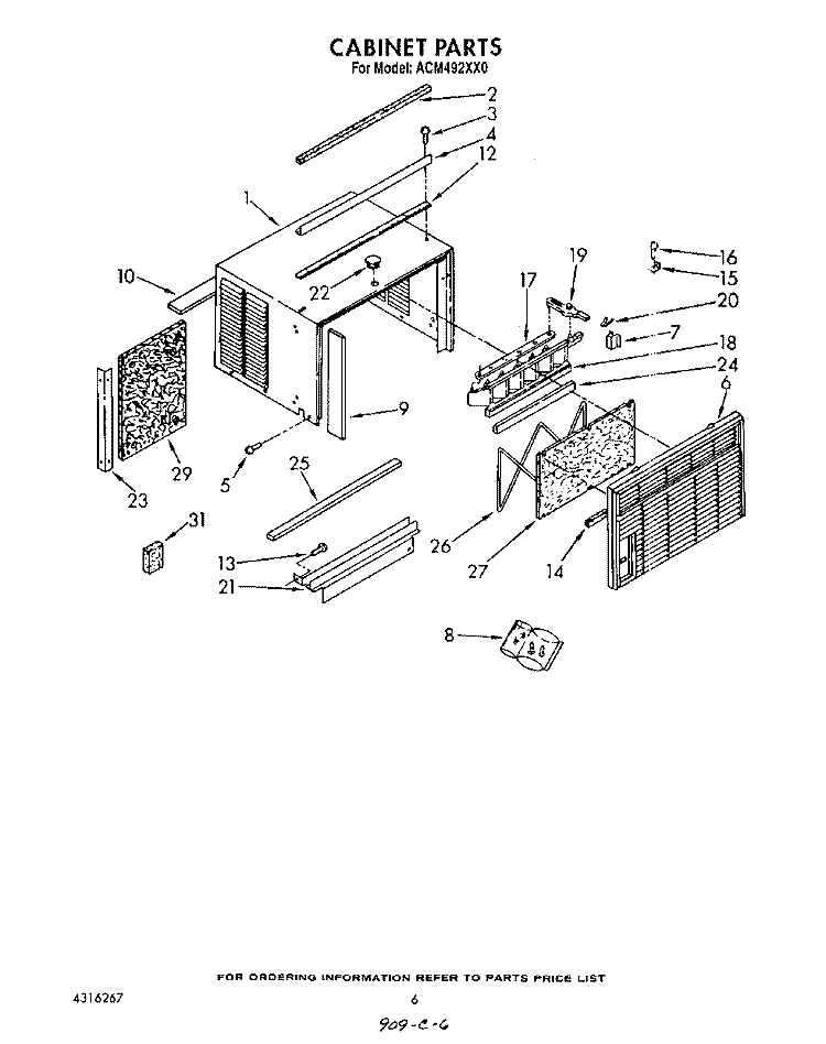 CABINET Diagram and Parts List for ACM492XX0  Whirlpool Air Conditioner