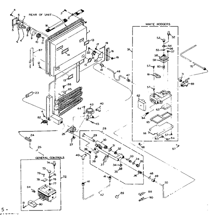 Refrigerator Unit And Control Parts Diagram and Parts List for 106RG13T  Kenmore Refrigerator