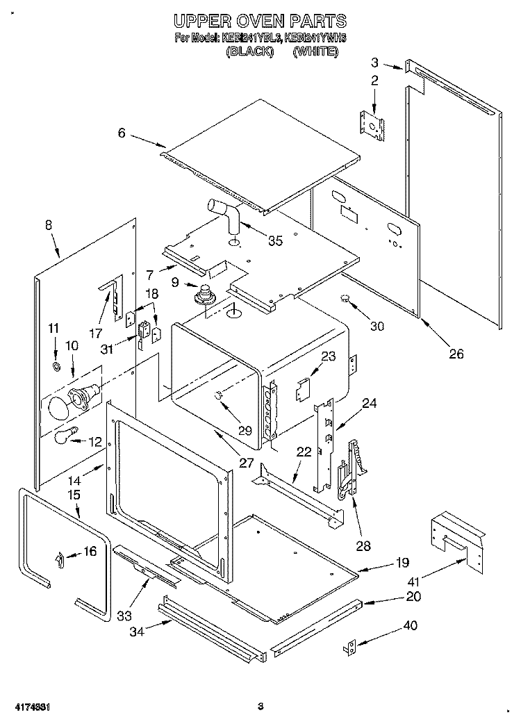 UPPER OVEN, OPTIONAL Diagram and Parts List for KEBI241YWH3  KitchenAid Wall Oven