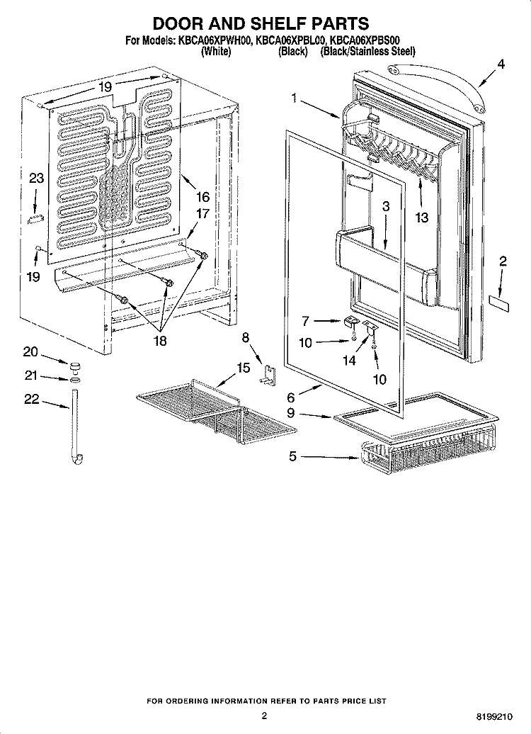 DOOR AND SHELF PARTS Diagram and Parts List for KBCA06XPBL00  KitchenAid Refrigerator
