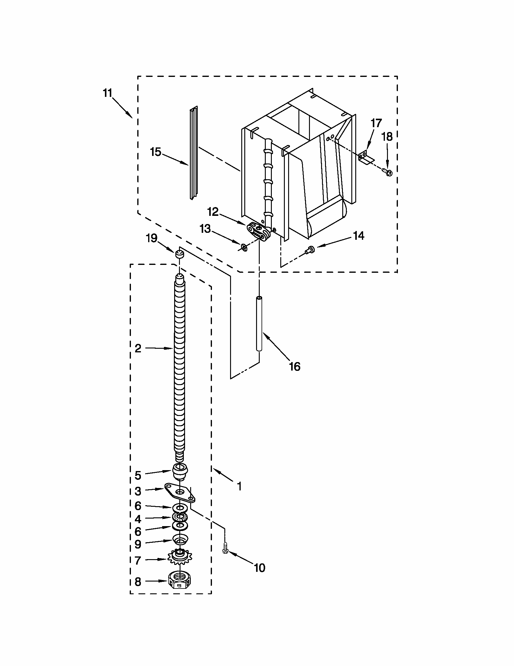 Powerscrew And Ram Parts Diagram and Parts List for 66514739110  Kenmore Trash Compactor