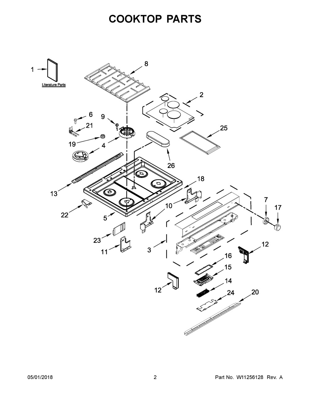 Cooktop Parts Diagram and Parts List for YKSDB900ESS3  Whirlpool Range