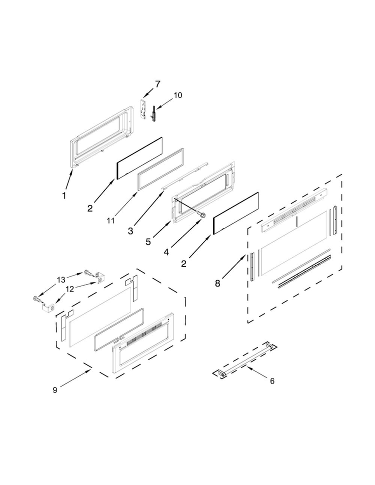 Upper Door Parts Diagram and Parts List for KFED500ESS02  KitchenAid Range