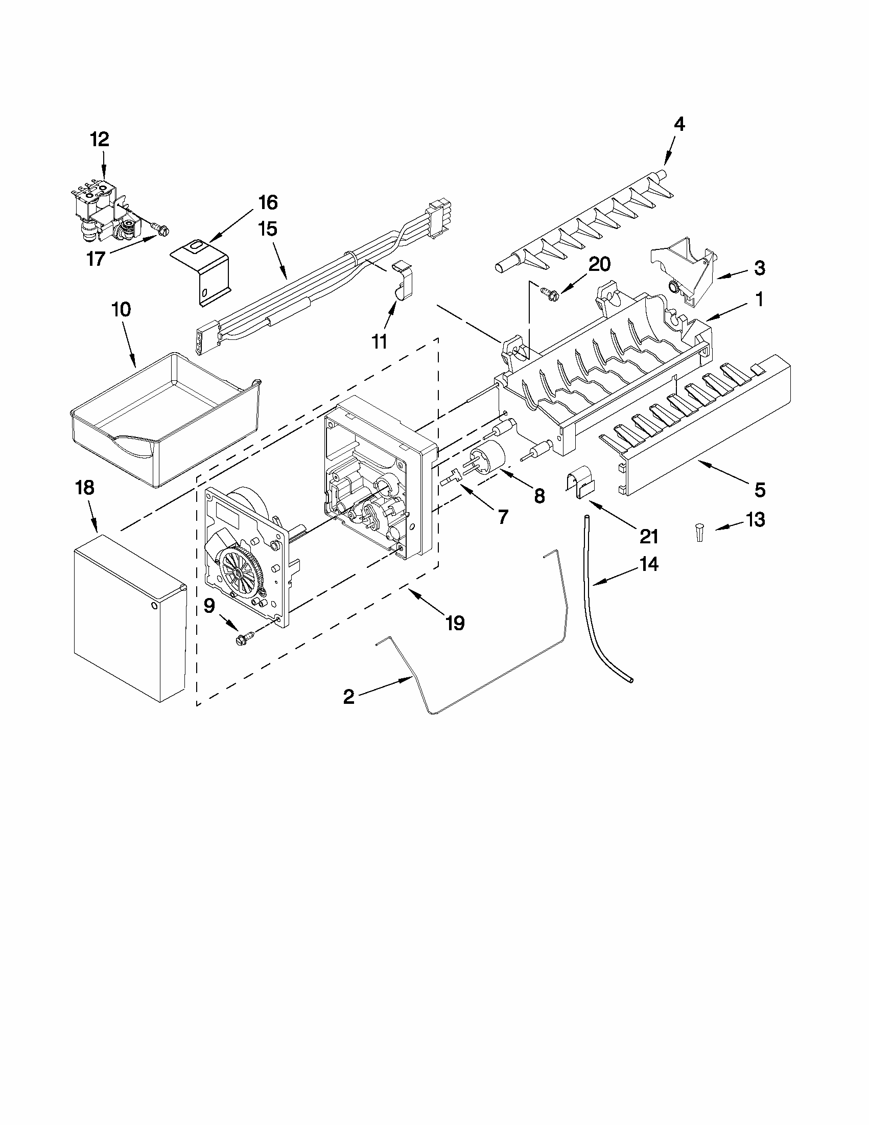 Icemaker Parts Diagram and Parts List for 59679322013  Kenmore Refrigerator