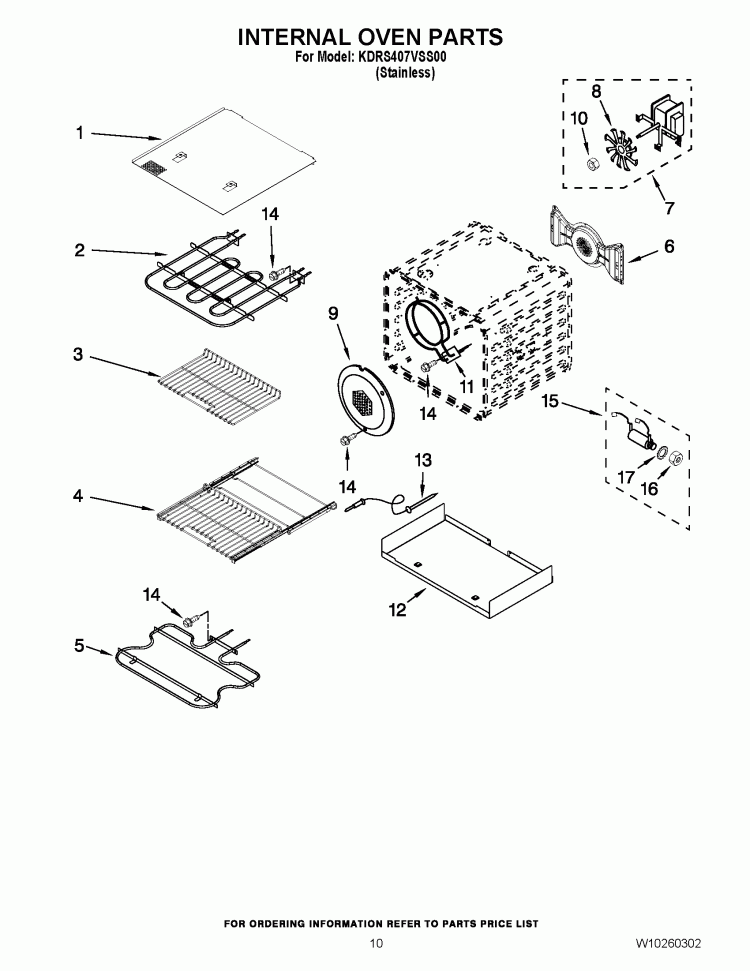 INTERNAL OVEN PARTS Diagram and Parts List for KDRS407VSS00  KitchenAid Range