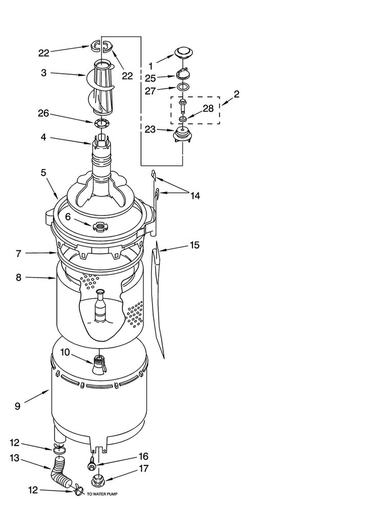 Tub And Basket Parts Diagram and Parts List for 11088752795  Kenmore Washer Dryer Combo