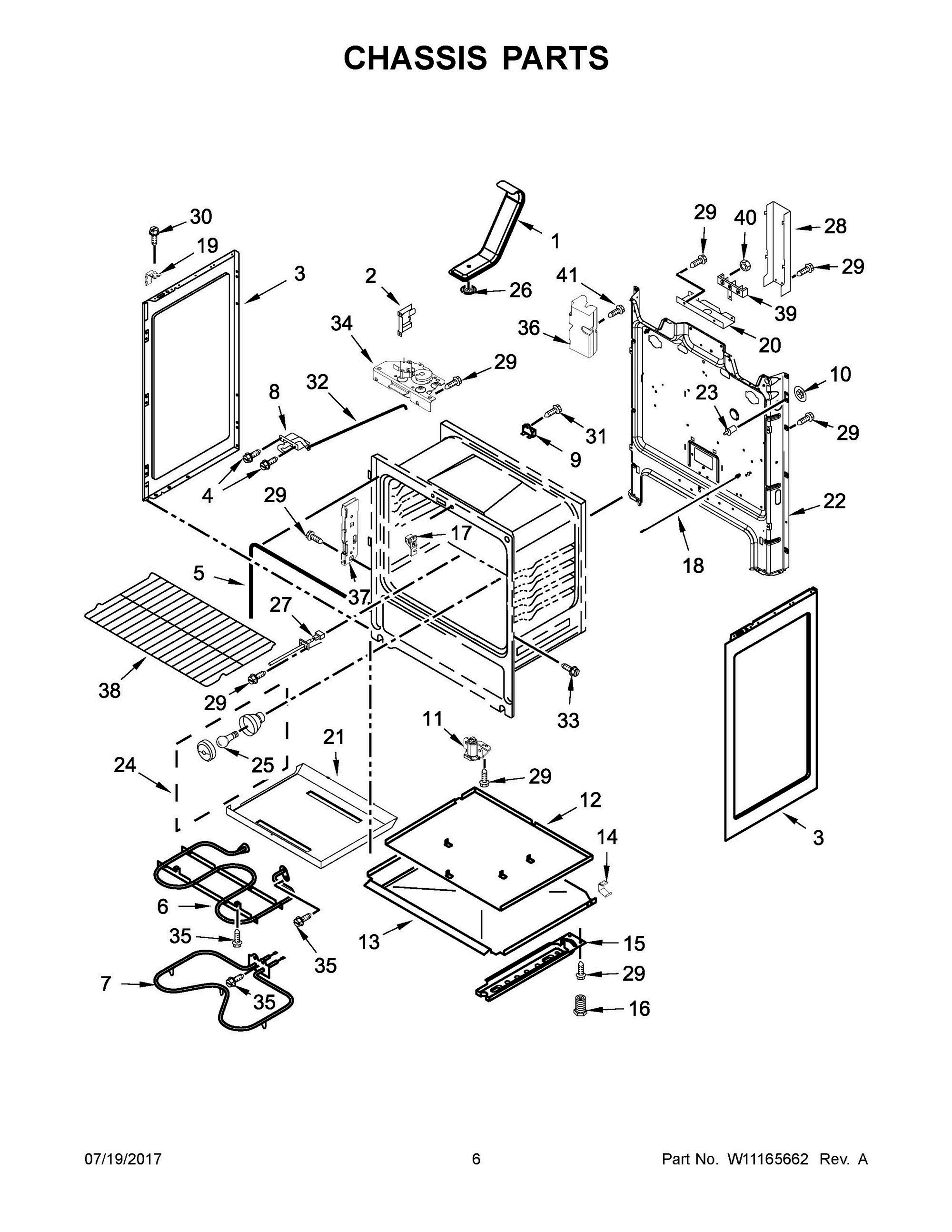 04 - CHASSIS PARTS Diagram and Parts List for 4KAER7685EW1  Whirlpool Range