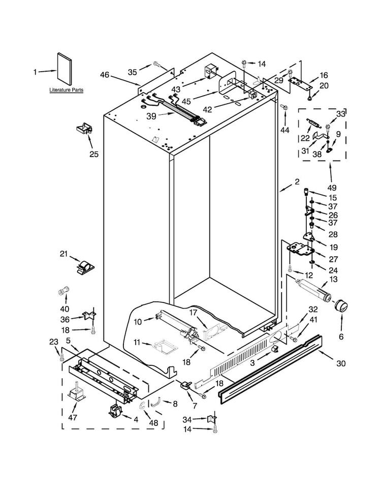 Cabinet Parts Diagram and Parts List for KBSD618ESS00  KitchenAid Refrigerator