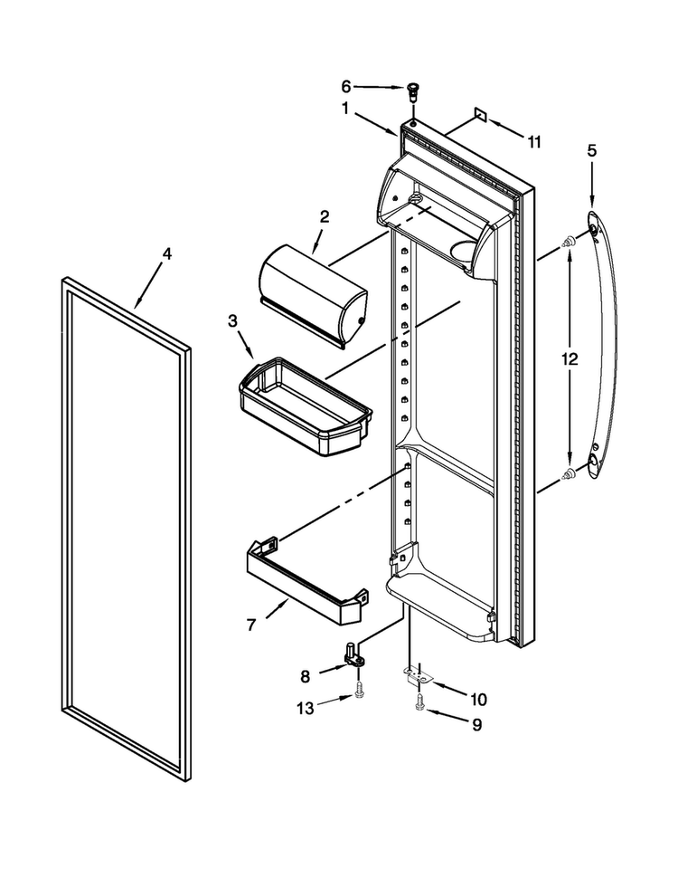Refrigerator Door Parts Diagram and Parts List for 7WRS22FDBW00  Whirlpool Refrigerator