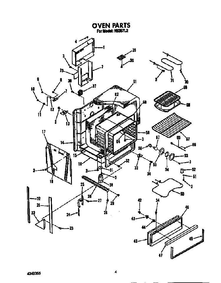 Oven Diagram and Parts List for N9357*2  Roper Range