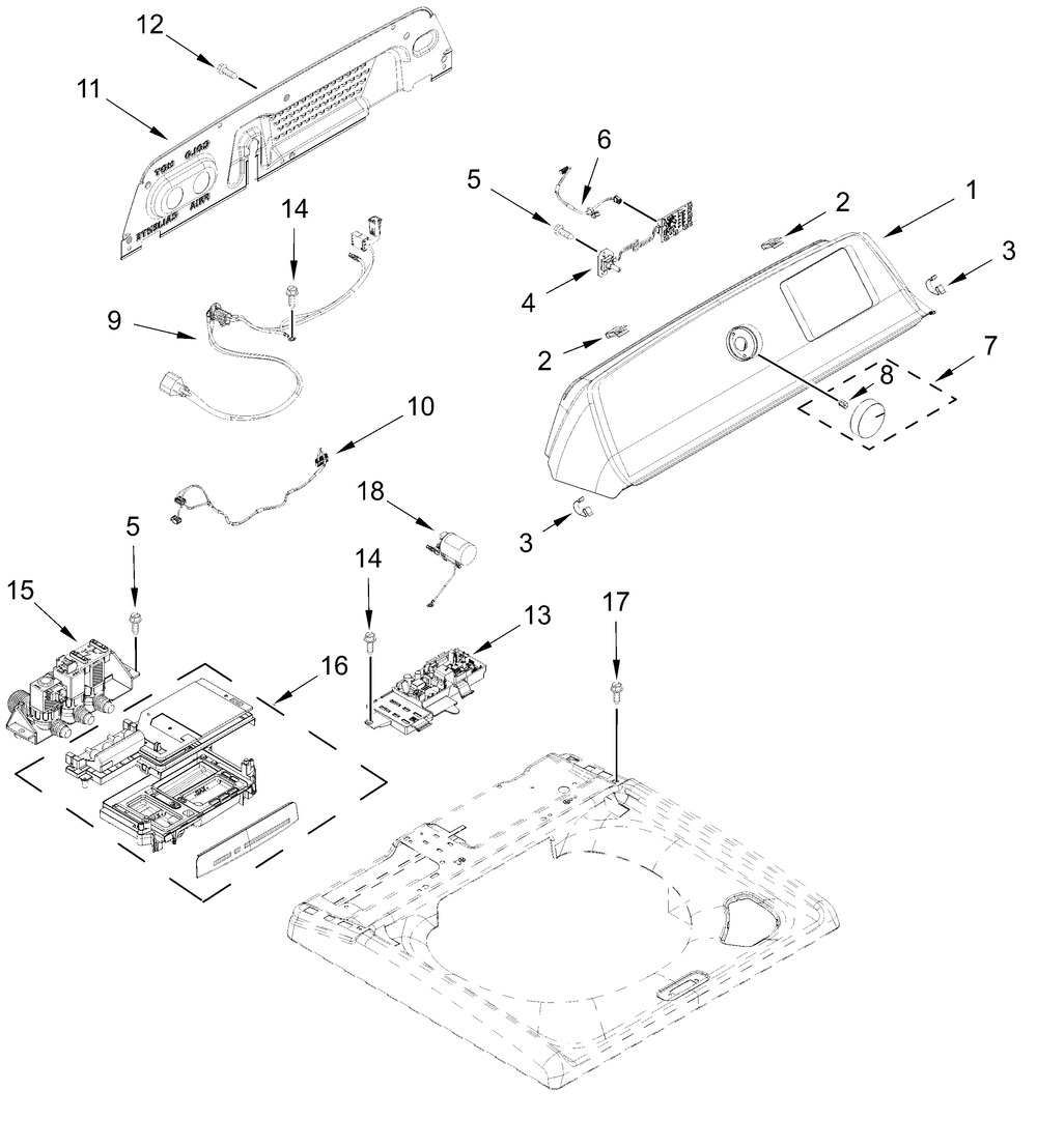Console And Water Inlet Parts Diagram and Parts List for WTW4307SW0  Whirlpool Washer