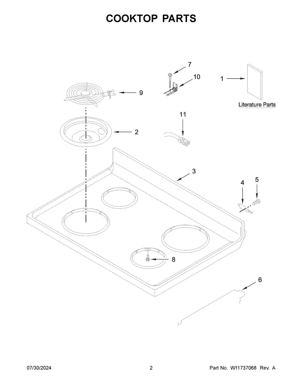 02 - Cooktop Parts Diagram and Parts List for YWFC150M0JB4  Whirlpool Range