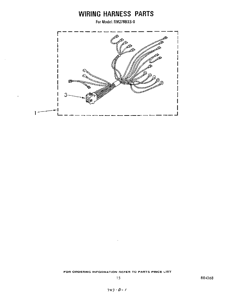 WIRING HARNESS Diagram and Parts List for RM278BXS0  Whirlpool Microwave Oven Combo