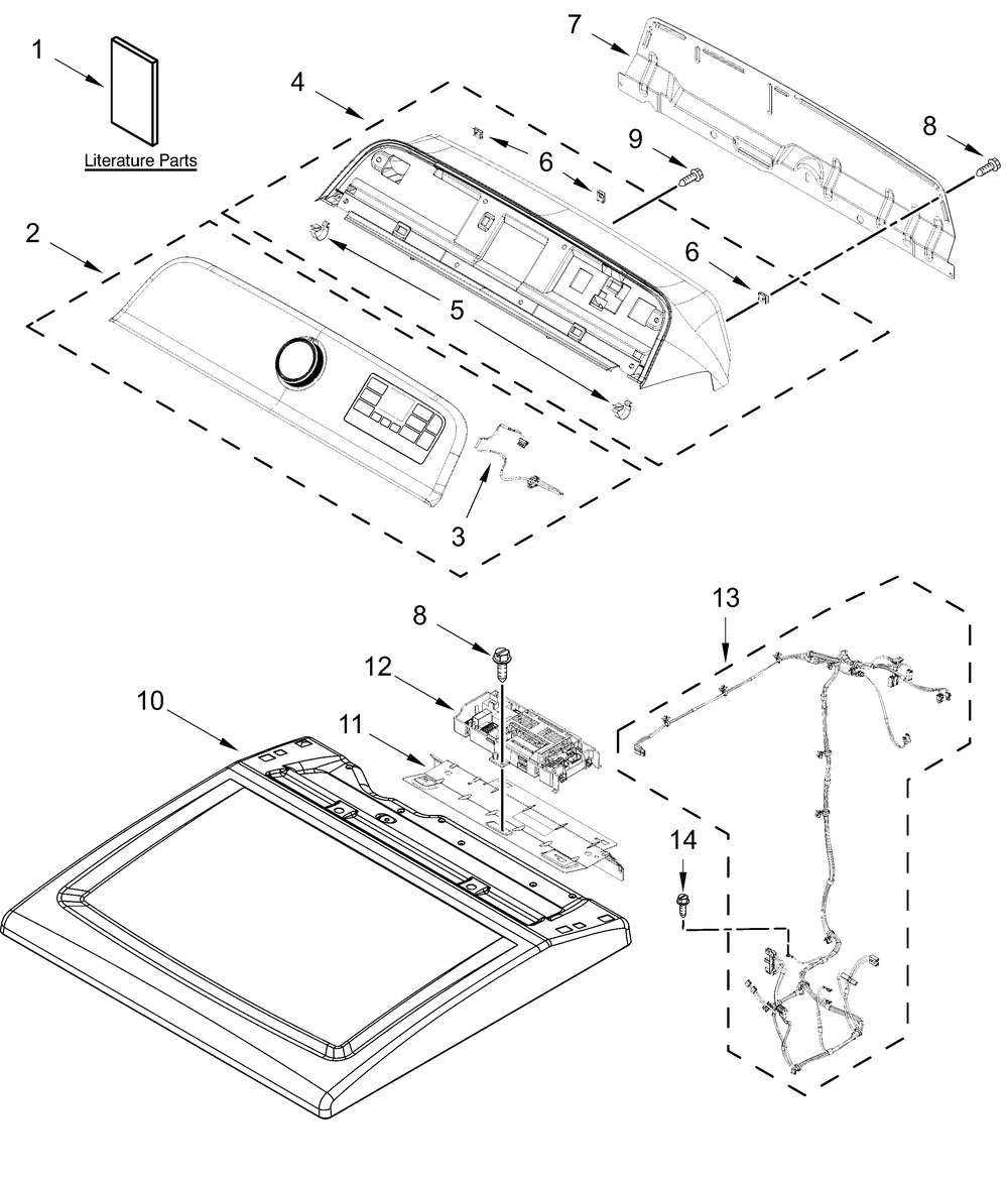 Top And Console Parts Diagram and Parts List for MGD6230HW4,MGD6230HC4  Whirlpool Dryer