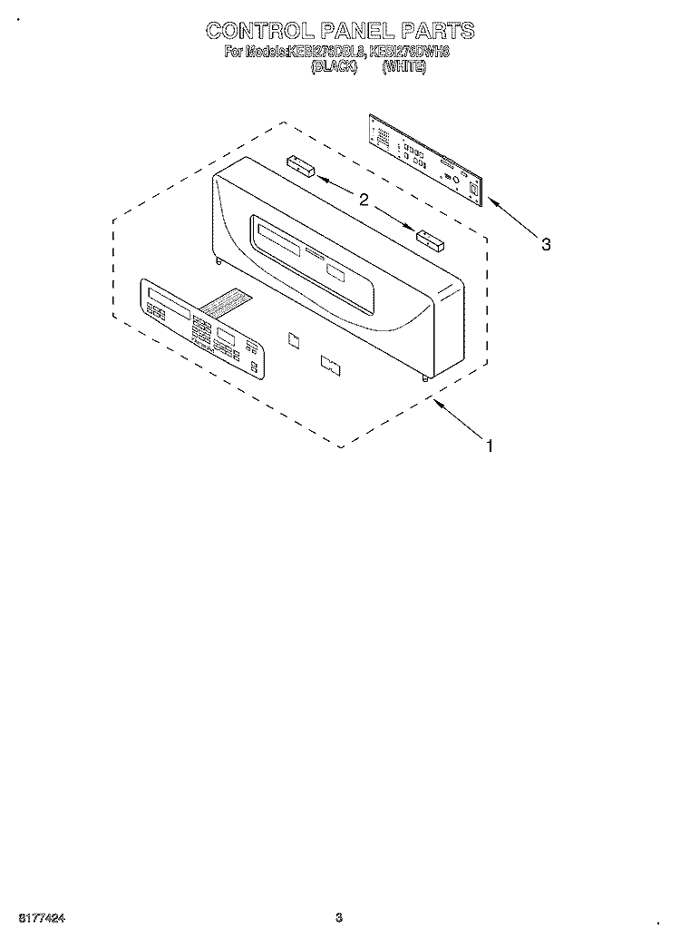 CONTROL PANEL Diagram and Parts List for KEBI276DBL8  KitchenAid Wall Oven