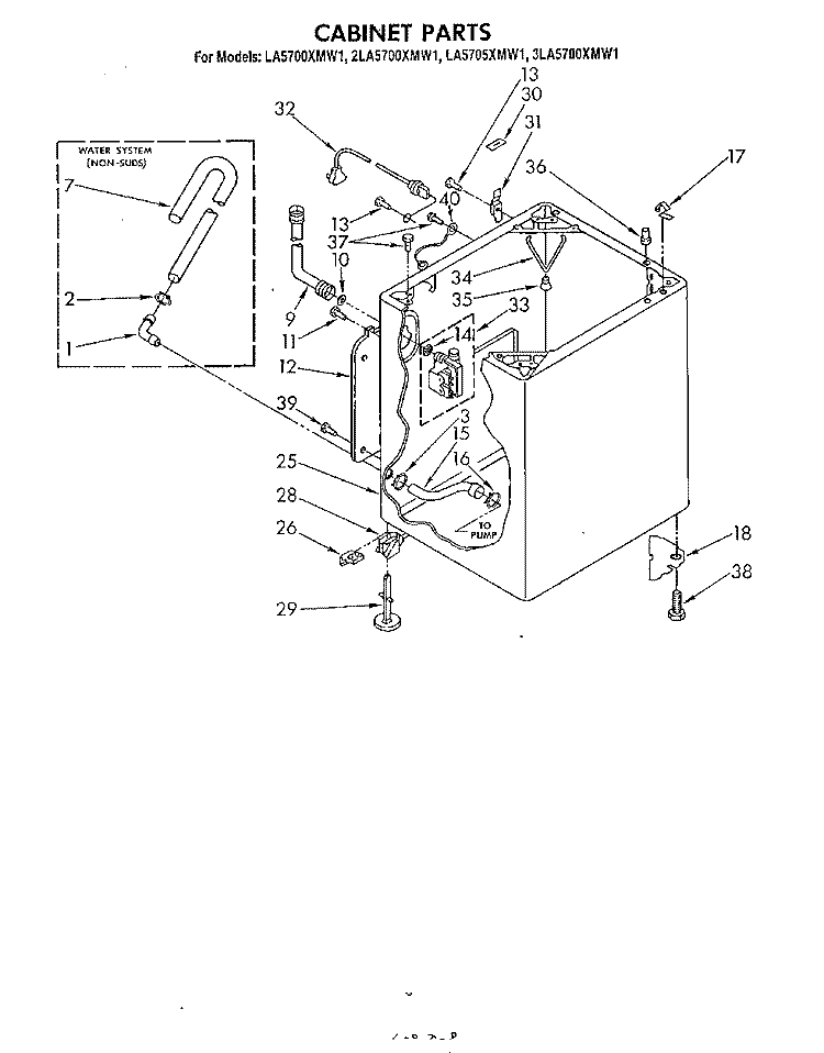 CABINET Diagram and Parts List for 2LA5700XMW1  Whirlpool Washer