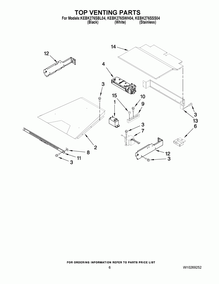 TOP VENTING PARTS Diagram and Parts List for KEBK276SWH04  KitchenAid Wall Oven